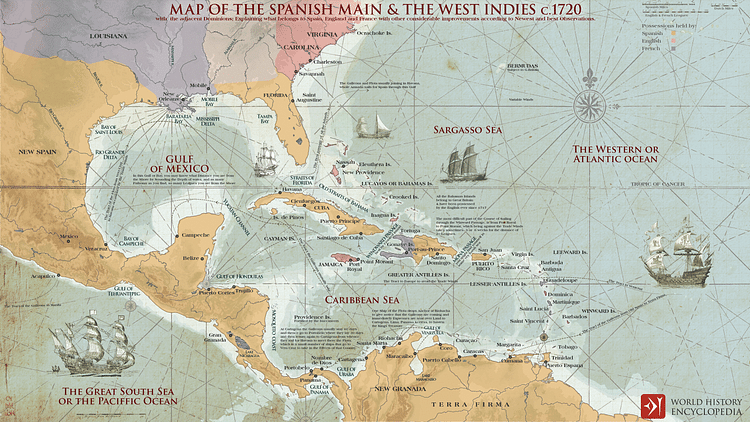 The Spanish Main & the West Indies c.1720