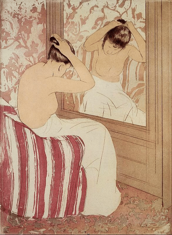 Woman Arranging Her Hair by Cassatt