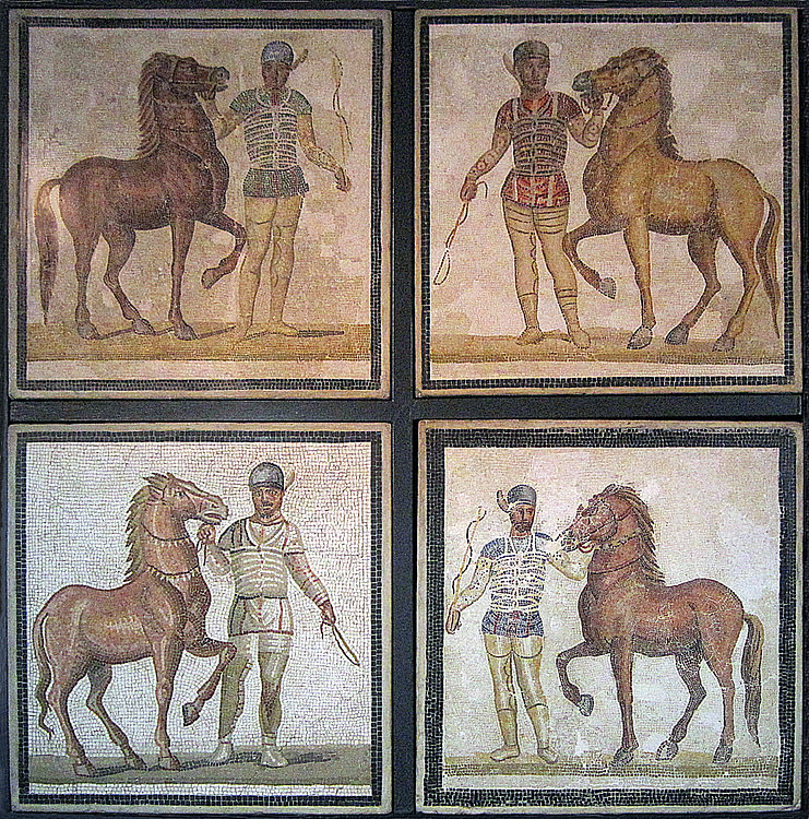 Mosaic Depicting Charioteers and Horses