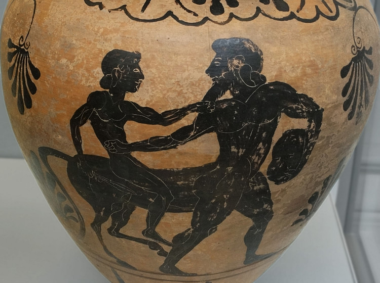 Amphora suggested to be Achilles riding Chiron.