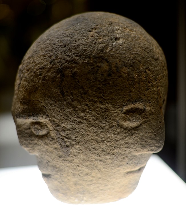 Carved Stone Head from Corleck Hill, Ireland