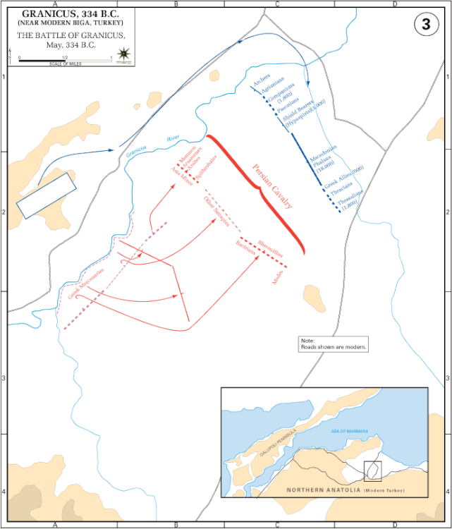 Map of the Battle of the Granicus